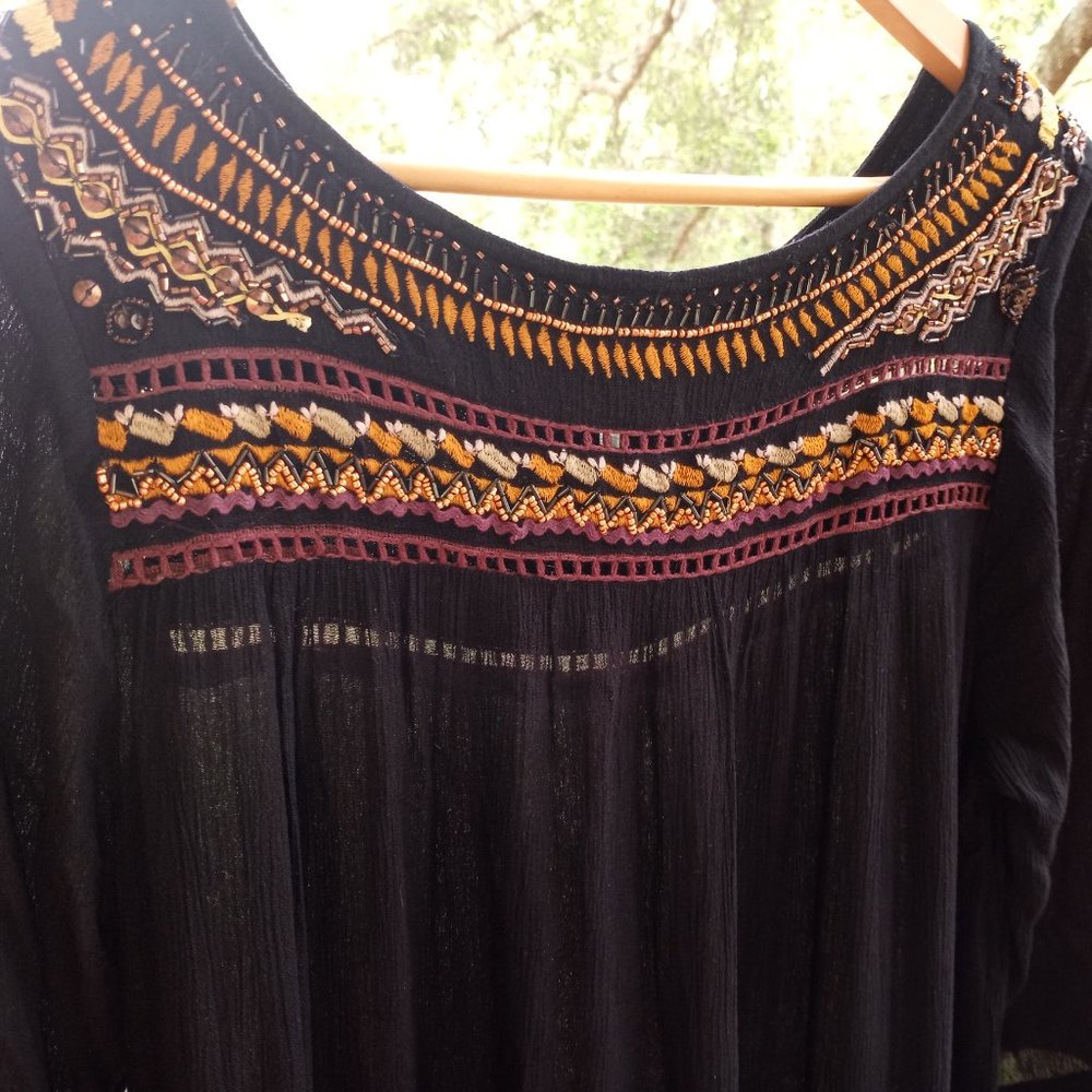 Free People black dress with beads, charms, sequins and embroidery - Picture 6 of 14
